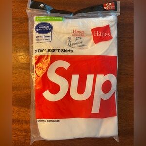Supreme x Hanes White T-Shirt 3 Pack NWT